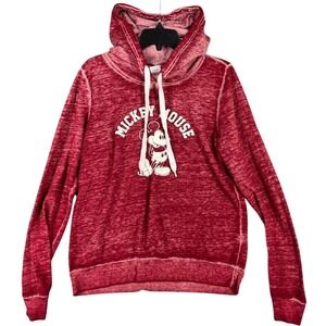 Disney Red‎ Burnout Hooded Hoodie Pullover Mickey Mouse Souvenir Girls XL